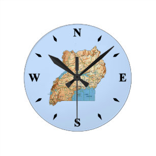 Uganda Map Clock Runde Wanduhr