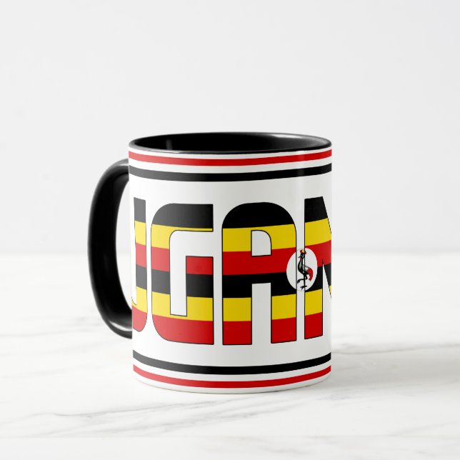 Uganda National Flag Patriotic Kaffee Tasse (Vorderseite Links)