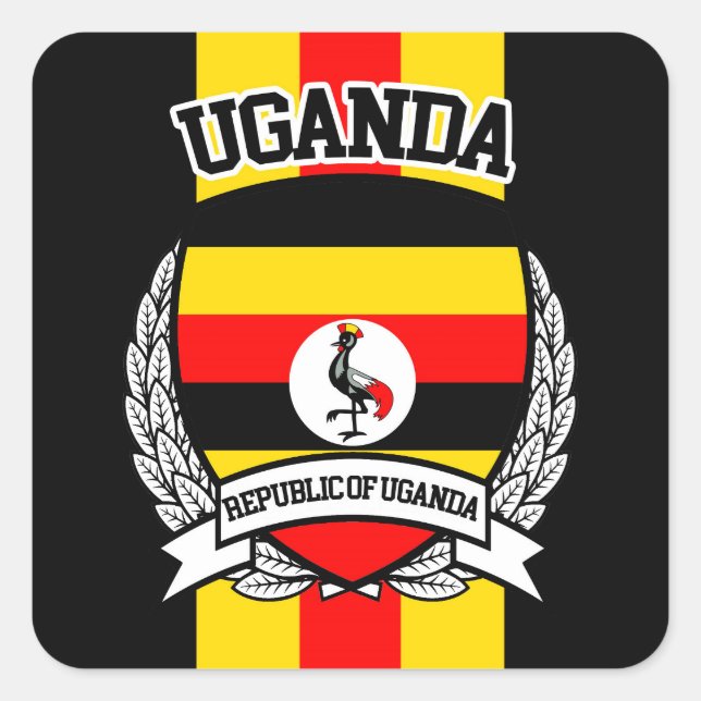 Uganda Quadratischer Aufkleber (Vorderseite)