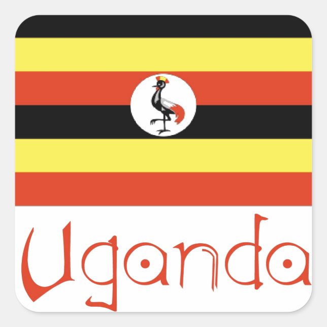 Uganda Quadratischer Aufkleber (Vorderseite)
