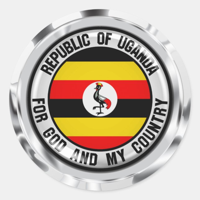 Uganda Round Emblem Runder Aufkleber (Vorderseite)