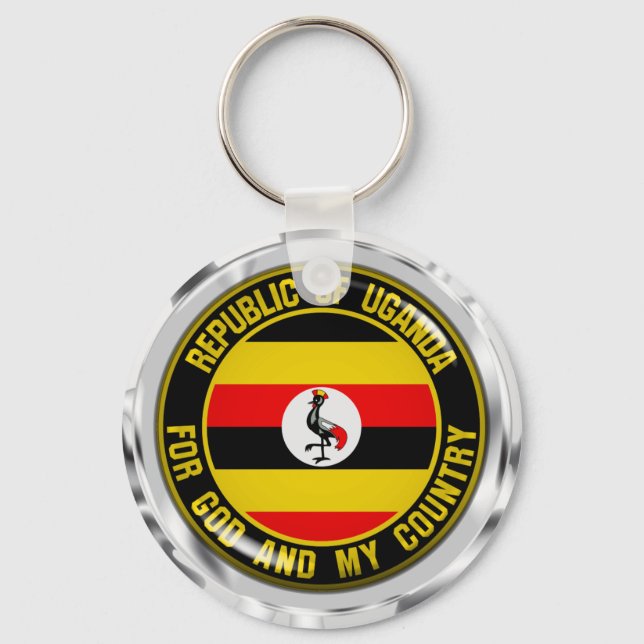 Uganda Round Emblem Schlüsselanhänger (Vorderseite)