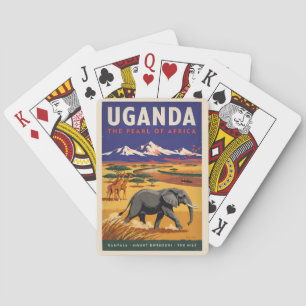 Uganda-Safari-Illustration Reise Kunst Vintage Spielkarten