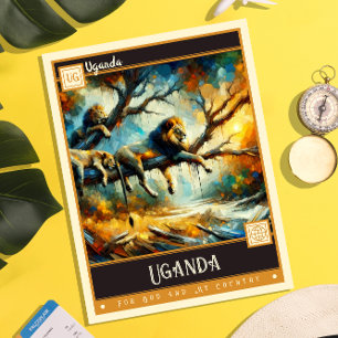 Uganda   Vintage Malerei Postkarte