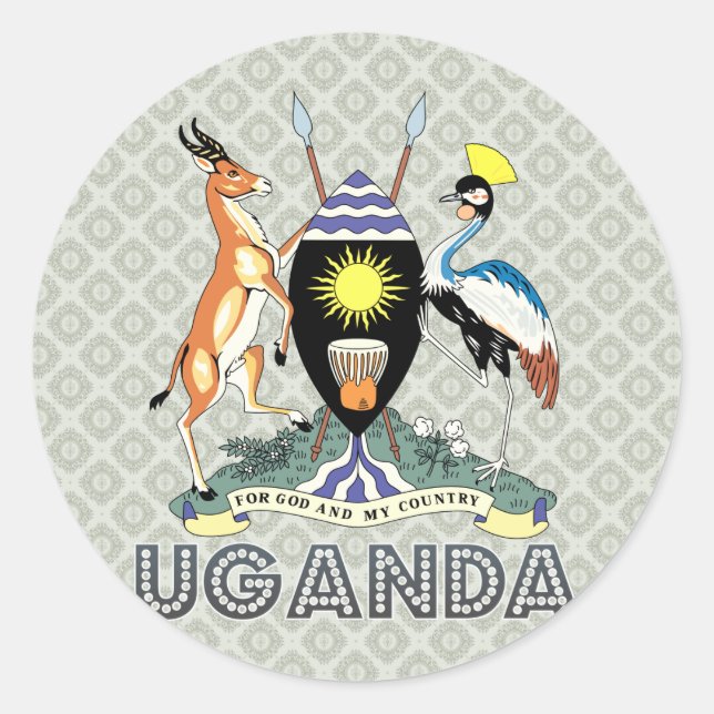 Uganda-Wappen Runder Aufkleber (Vorderseite)
