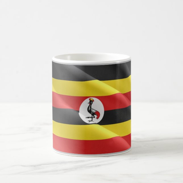 Uganda - Waving Flag - Kaffeetasse (Mittel)