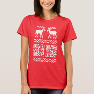 Uganda Weihnachten Sweater QR Code glücklich Neuj T-Shirt