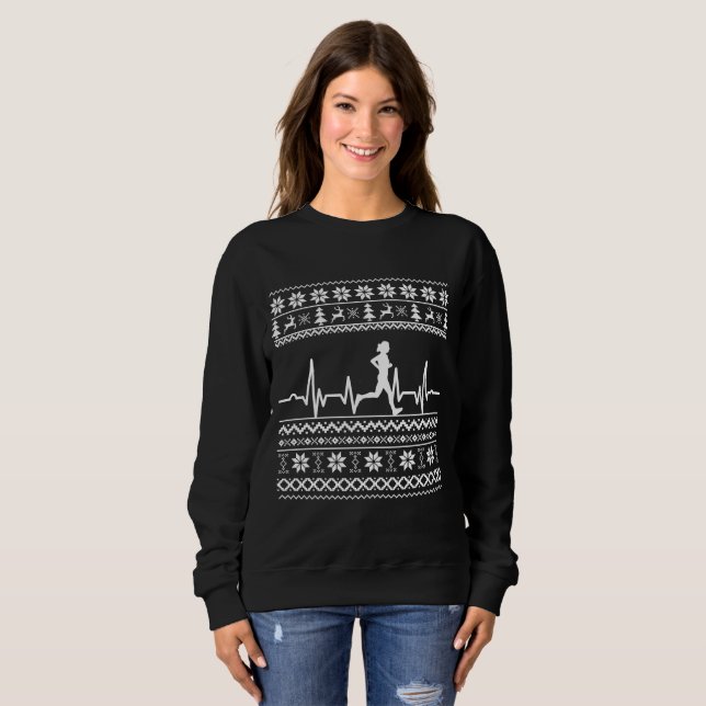 Uganda Weihnachts Pullover Herzschlag laufen laufe (Vorne ganz)