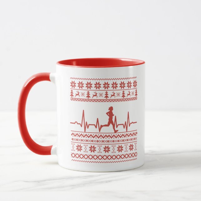 Uganda Weihnachts Pullover Herzschlag laufen laufe Tasse (Links)
