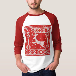 Uganda-Weihnachtsbaum-Rentier-Muster in Rot T-Shirt