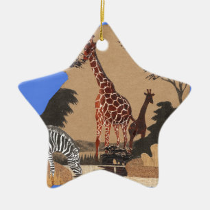 Uganda Wildlife Karte Keramik Ornament