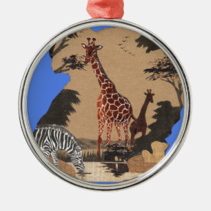 Uganda Wildlife Karte Silbernes Ornament