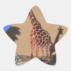 Uganda Wildlife Karte Stern-Aufkleber