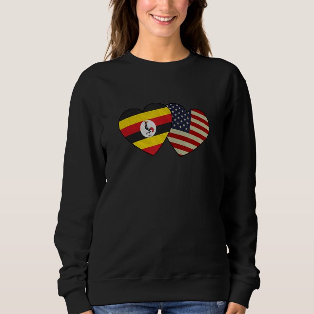 Ugandan American Couple Heart Love Flag Valentine Sweatshirt (Vorderseite)