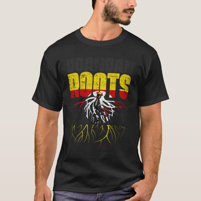 Ugandan Roots Uganda Heritage Flag T-Shirt (Vorderseite)