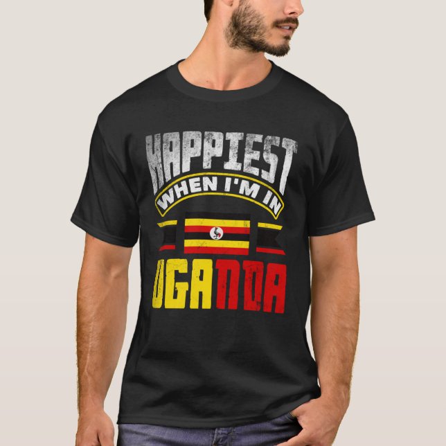 Ugandan Uganda Ugandan Flag Happiest When Im In Ug T-Shirt (Vorderseite)