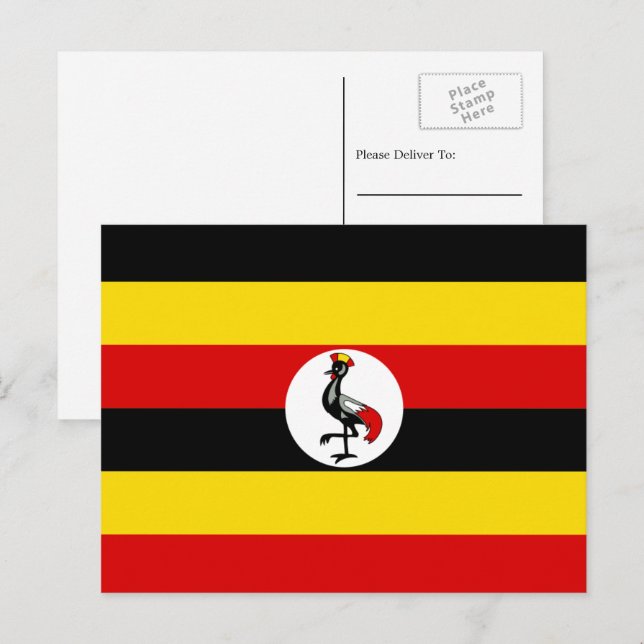 ugandische Flagge, Flagge Ugandas Postkarte (Vorne/Hinten)