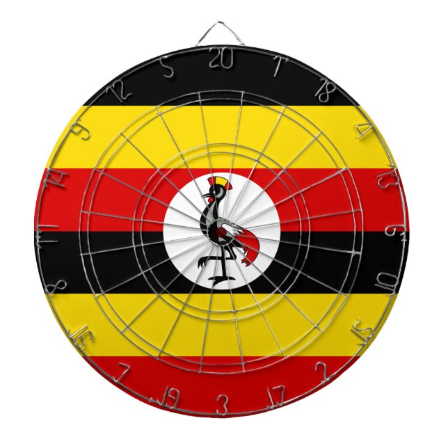 Ugandische Flagge (Uganda) Dartscheibe (vorne)
