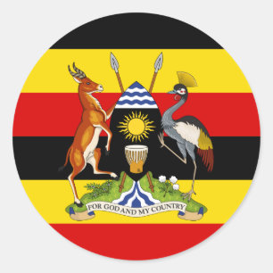 Ugandische Flagge und Wappen, Flagge Ugandas Runder Aufkleber