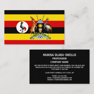 Ugandische Flagge und Wappen, Flagge Ugandas Visitenkarte