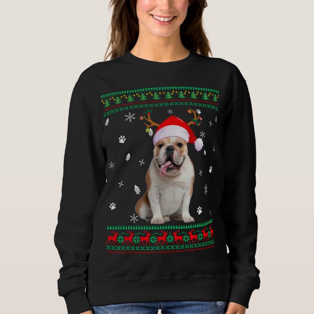 Ugater Sweater Christmas English Bulldog Dog Santa Sweatshirt (Vorderseite)