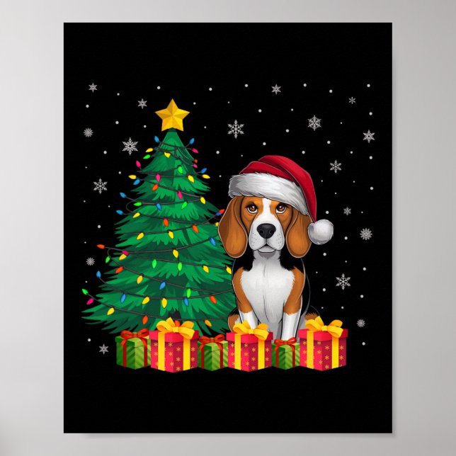 Ugg Beagle Weihnachtsmannmütze Weihnachtsleuchten  Poster (Vorne)