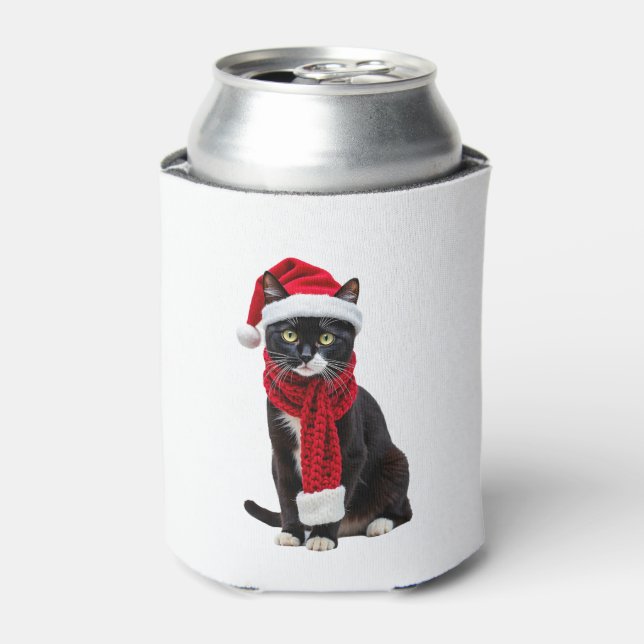 Ugg Christmas Black Cat Weihnachtsmannmütze Scarf  Dosenkühler (Kanne Vorderseite)