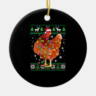 Ugg Christmas Chicken Weihnachtsmannmütze Lights Keramik Ornament