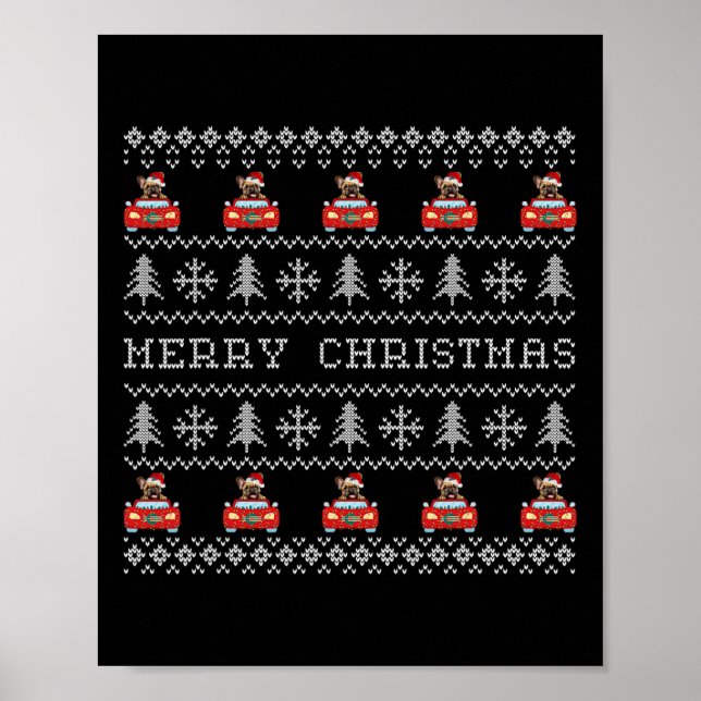 Ugg Christmas Red Weihnachtsmannmütze French Bulld Poster (Vorne)