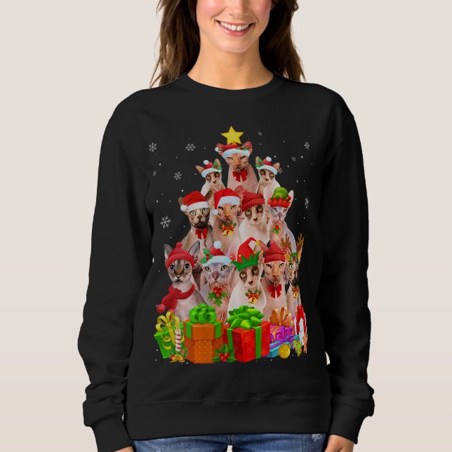 Ugg Christmas Sweater Cat Tree Funny Sphynx Cat X Sweatshirt (Vorderseite)