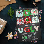 Ugg Christmas Sweater Chalkboard Holiday Party Einladung<br><div class="desc">Feiern Sie die Weihnachtsfeiertage mit diesen angesagten,  hässlichen Feierlichkeiten im Pullover. Das Design ist leicht mit Ihrer eigenen Formulierung zu personalisieren und Ihre Gäste werden begeistert sein,  wenn sie diese fabelhaften Einladungen erhalten.</div>