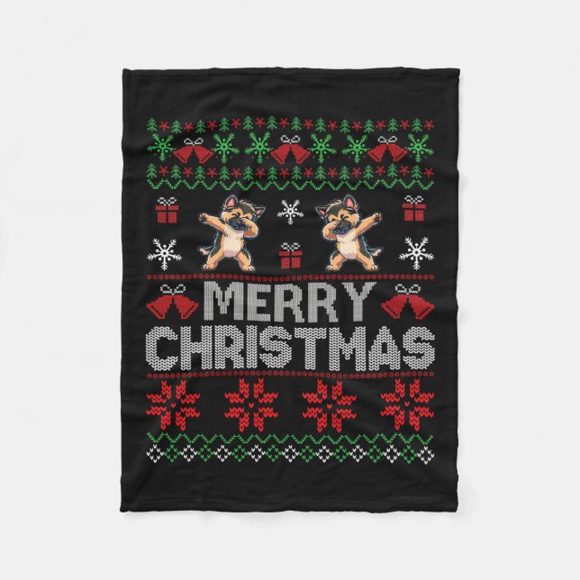 Ugg Christmas Sweater German Shepherd Xmas Dog Fa Fleecedecke (Vorderseite)