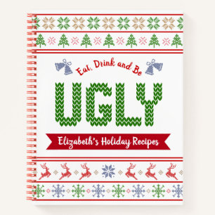 Ugg Christmas Sweater Green Red Recipe Kochbuch Notizbuch