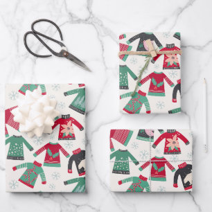 Ugg Christmas Sweater Holiday Pattern Green Red Geschenkpapier Set