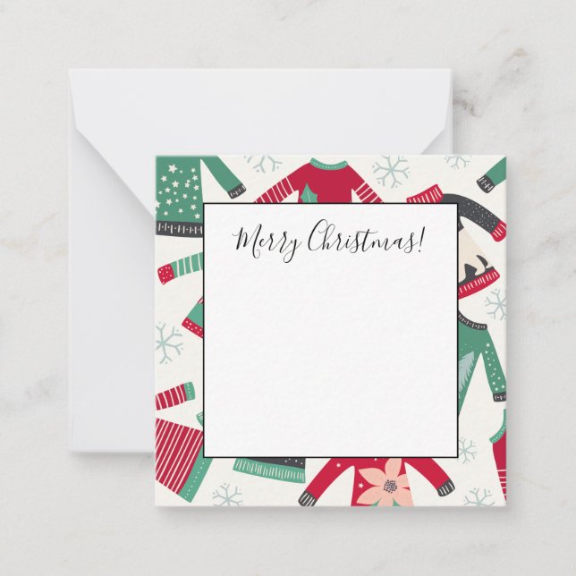 Ugg Christmas Sweater Holiday Pattern Green Red Mitteilungskarte (Vorderseite)