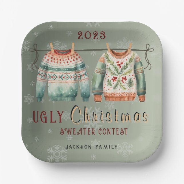 Ugg Christmas Sweater kundenspezifische Teller (Vorderseite)