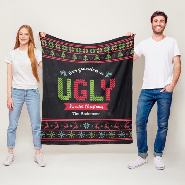 Ugg Christmas Sweater Nordic Strick Fun Chalkboard Fleecedecke (Beispiel)