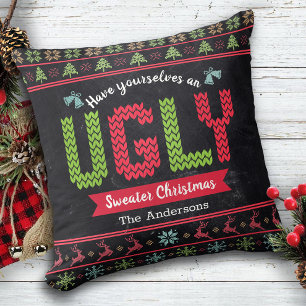 Ugg Christmas Sweater Nordic Strick Fun Chalkboard Kissen