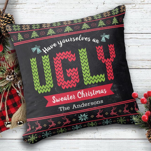 Ugg Christmas Sweater Nordic Strick Fun Chalkboard Kissen (Von Creator hochgeladen)