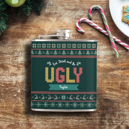 Ugg Christmas Sweater Nordic Strick Ihr Name Grün Flachmann