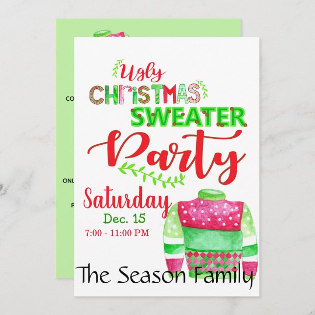 Ugg Christmas Sweater Party Einladung (Vorne/Hinten)