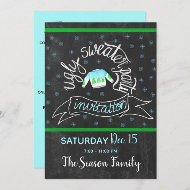 Ugg Christmas Sweater Party Einladung (Vorne/Hinten)