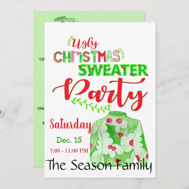 Ugg Christmas Sweater Party Einladung (Vorne/Hinten)