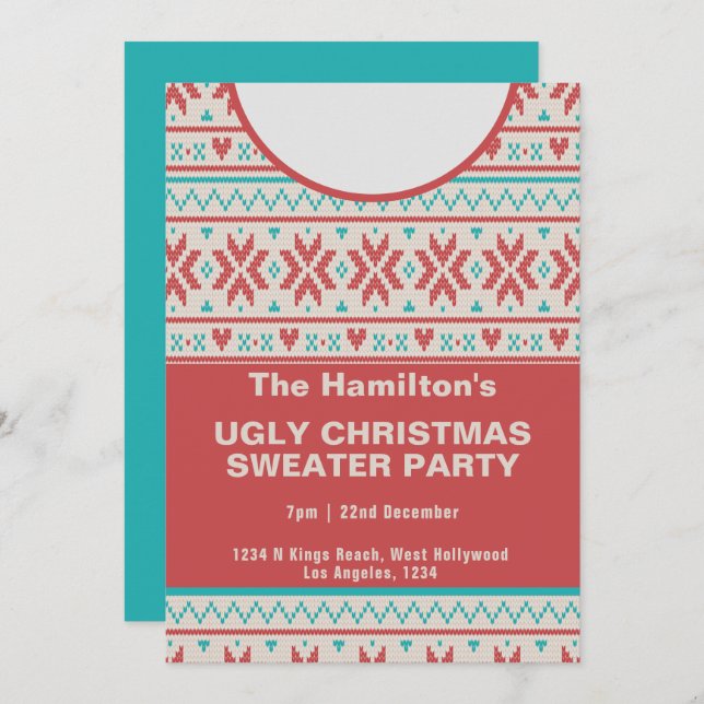 Ugg Christmas Sweater Party Einladung (Vorne/Hinten)