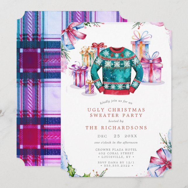 Ugg Christmas Sweater Party Einladung Card Holid (Vorne/Hinten)