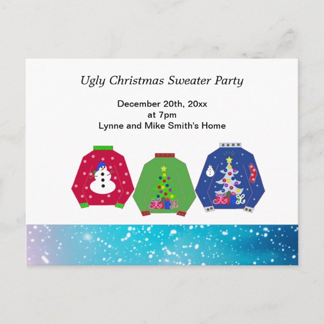Ugg Christmas Sweater Party Einladung Postkarte (Vorderseite)