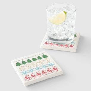 Ugg Christmas Sweater Party Muster Custom Text Steinuntersetzer