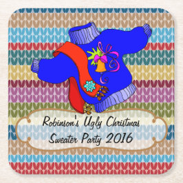 Ugg Christmas Sweater Party Personalisiert Rechteckiger Pappuntersetzer