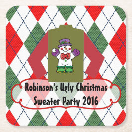 Ugg Christmas Sweater Party Personalisiert Rechteckiger Pappuntersetzer