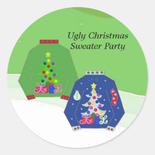 Ugg Christmas Sweater Party Runder Aufkleber